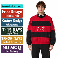 Veste de survêtement rétro vintage personnalisée pour homme, légère, avec blocs de couleur, broderie, en coton et nylon, coupe-vent, pull-over pour homme