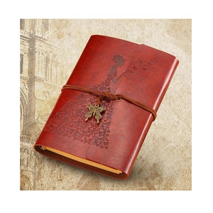 Promotional Recycled Customise Logo Printed A6 Paper Pu leather Cover Notebook Journal binder Note Book