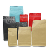 Sachet plat à fond plat avec fermeture éclair compostable biodégradable imprimé sur mesure, sachet de café en papier kraft de 12 oz avec valve