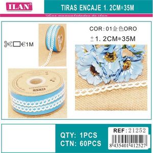 Strisce di pizzo Ilan 1,2 cm x 35 m colore oro per artigianato e decorazioni - Product Image 3