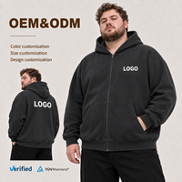 Blouson à capuche zippé ODM d'usine, 350-480 GSM, lourd, avec logo personnalisé, poignets côtelés, manches longues, décontracté, coupe oversize, style streetwear