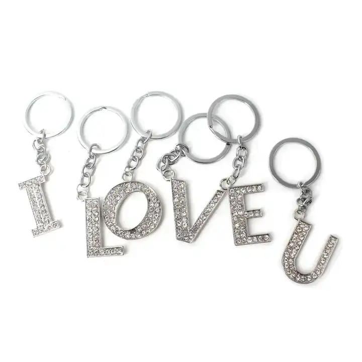 Khuyến Mại Đúc 3D Hình Dạng Chữ Số Logo Rhinestone Tùy Chỉnh Keychain Kim Loại Móc Chìa Khóa Cho Quà Tặng