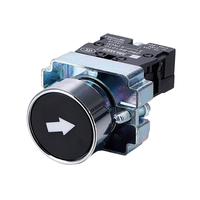 AIBEIKEN Interrupteur à bouton-poussoir momentané encastré 22-30mm, tête ronde noire avec flèche blanche, 1NO, grand bouton en plastique