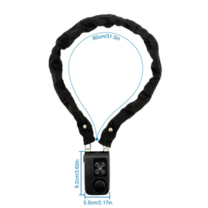 Verrou <span class=keywords><strong>de</strong></span> chaîne en acier antivol numérique OEM ODM en gros avec alarme, mot <span class=keywords><strong>de</strong></span> passe à 4 chiffres, étanche, pour clôture, vélo et trottinette - Product Image 4