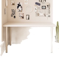 Grand bureau en métal blanc, minimaliste, pour ordinateur, étude et écriture, avec coins arrondis, design rectangulaire simple