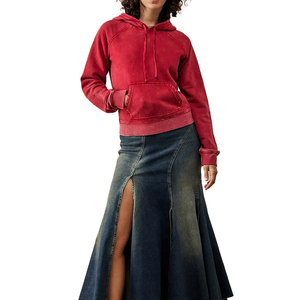 Sweat à capuche oversize en molleton délavé pour femme, impression personnalisée, logo sur le devant, patchwork, design délavé, 100% coton, séchage rapide - Product Image 3