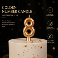 Velas de Cumpleaños de Lujo con Número Dorado del 0 al 9, Velas Metálicas Premium para Pastel, Sin Humo, Sin Goteo, para Pascua y Año Nuevo