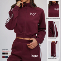 Ensemble décontracté et confortable 2 pièces transfrontalier respirant à couleurs contrastées, pull et pantalon taille haute ample et long