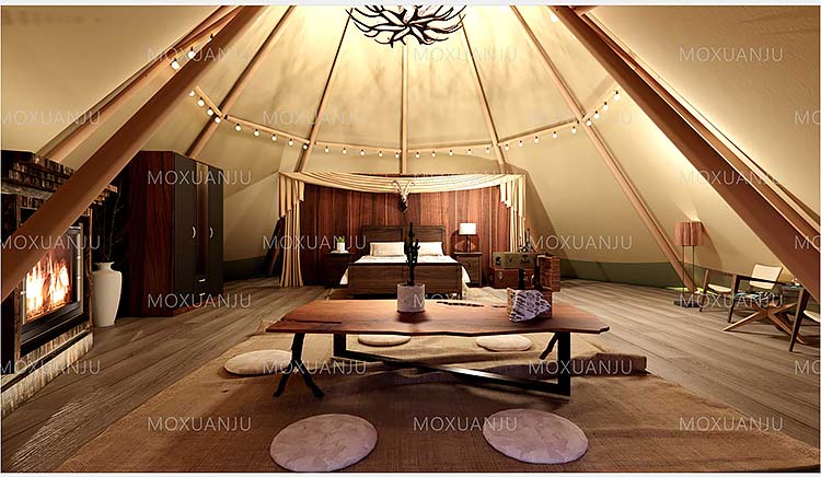 Canvas Outdoor Large Tipi Tent For Glamping 20-120 People