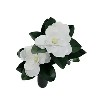 Magnolia-flores artificiales de imitación, hojas verdes, ramas de magnolia de seda, árboles de magnolia para decoración de interiores y jardín, venta al por mayor