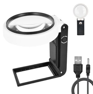 Loupe de lecture LED à clipser 25x, loupe de bureau pliable avec lumière pour la réparation et l'inspection de bijoux - Product Image 1