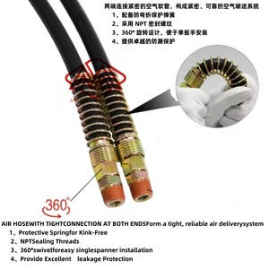 3-In-1 ABS Power Air Line Hose <span class=keywords><strong>Kit</strong></span> Airline Air Hose Wrap Semi Truck Air Lines Hose 12FT15FT 18 FT pour Semi Truck Tracteur Remorque - Product Image 5