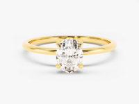 Bague de fiançailles en diamant taille ovale 1-2 carats, or massif 14k 18k, bague solitaire à 4 griffes
