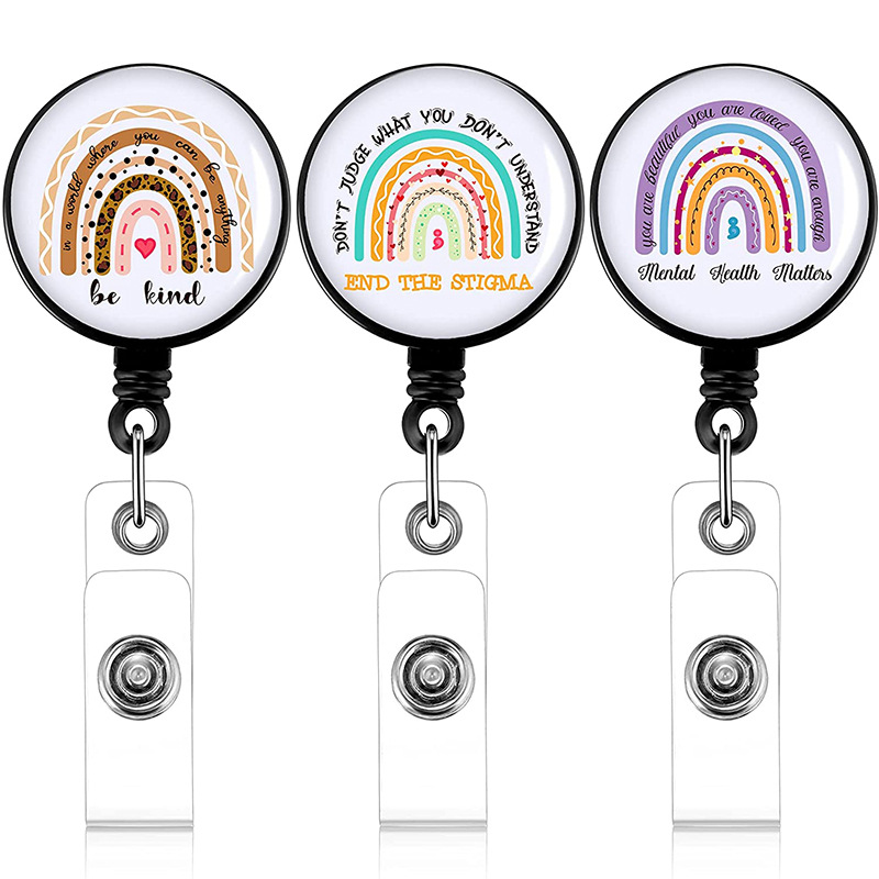 Держатель для визитных карточек для офиса, работы, врача, медсестры, Радужный выдвижной идентификационный значок, держатель для медсестры, катушки с зажимом