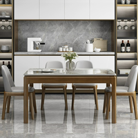 Table à manger rectangulaire en bois massif et chaises assorties Bjflamingo, table à manger rectangulaire marron luxueuse