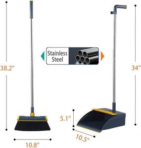 Juego de Escoba y Recogedor de Mango Largo con Cerdas de Nylon Resistentes y Ecológicas para Limpieza de Pisos en Múltiples Habitaciones - Product Image 3