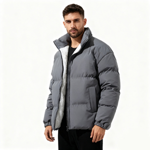 Custom Made Logo Down Puffer <b>Jacket</b> for Men New Arrival Thick Winter Warm Reversible Stand Collar Breathable Fabric - Product Image 3