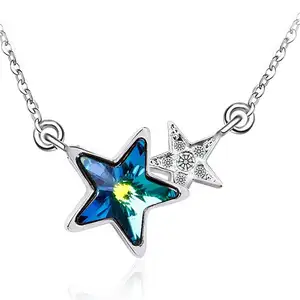 16152 Beautiful Star Rhinestone Austrian crystal Gold plated pendant Necklace Unisex Trendy Gift Fine Jewelry Necklace