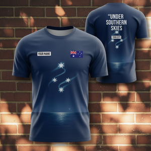 T-shirt personnalisé avec nom pour la Journée de l'Australie, drapeau australien, nuit étoilée, galaxie, croix du sud, 26 janvier - Product Image 3