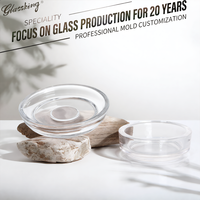 Porte-savon en verre transparent rond et plat personnalisé en usine, plateau porte-savon de salle de bain, verrerie personnalisée avec contour et logo couleur sur mesure