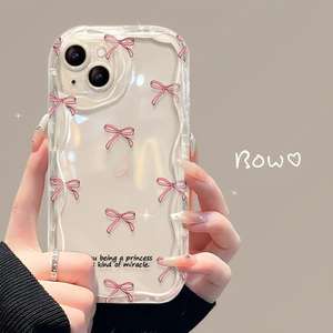 เคสสำหรับ iPhone 17, iPhone 14/13 Pro Max, สายรัดข้อมือโบว์สีชมพู, ซิลิโคนใสสำหรับ iPhone 11/12, XS - Product Image 2