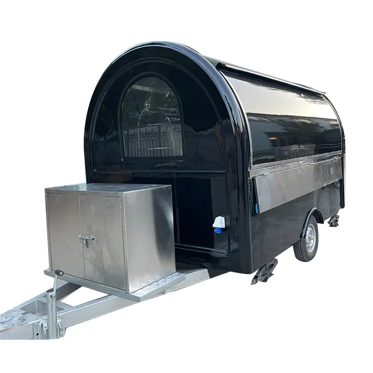 mobile food cart refrigerator mobile food caravan fast pull behind round food trailer with smoker