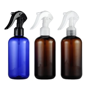 250ml hổ phách Chai nhựa PET phun màu xanh lá cây màu xanh rỗng Chai PET nhựa phế liệu giá chai tròn với Snap Switch phun nắp - Product Image 1