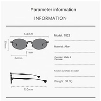 Lunettes de soleil tendance à monture ovale, protection UV400, métal, monture intégrale, petit design luxueux pour femmes et hommes, accessoires de mode
