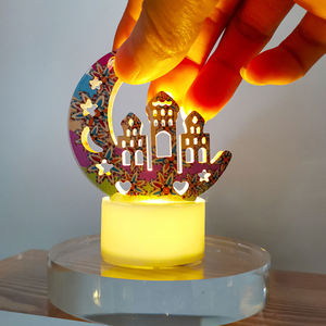 شموع LED لرمضان بدون لهب مع وميض، تعمل بالبطارية، إضاءة ليلية، فانوس على شكل هلال، زينة داخلية لعيد مبارك - Product Image 4