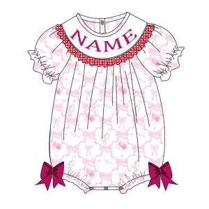 Yihui Body Intero per Bambine con Ricamo a Mano, Nuovo Design alla Moda, Stampa Floreale con Fiocco, Manica Corta, Tutina a Palloncino, Preordine - Product Image 3