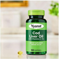 Gélules de soutien pour la peau et les yeux de haute qualité avec huile de foie de morue, vitamines A et D, améliore l'immunité, protection cardiovasculaire