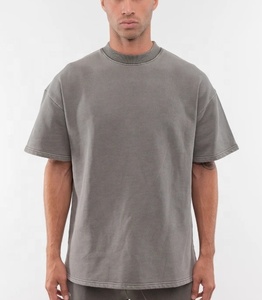 Custom Logo Oversized Screen Printing 100% Cotton T Shirt Unisex High Quality <b>Blank</b> Boxy T Shirt Mock Neck Heavy <b>Weight</b> T-Shirt - Product Image 3