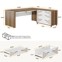 Tribesigns moderne luxe en forme de l bureau de direction table de bureau exécutif ascenseur bureau haute technologie bureau de direction