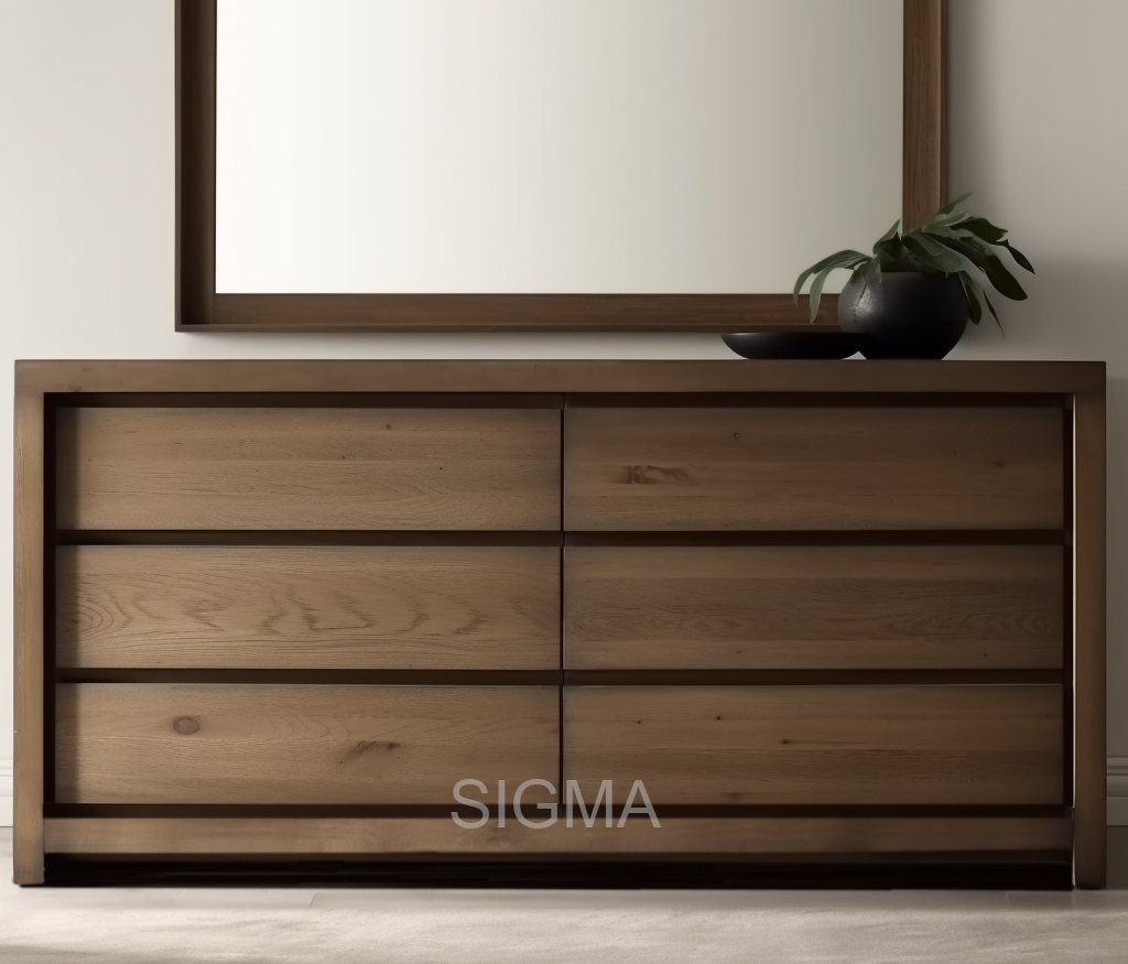 High Quality Indoor furniture living room furniture Luxury oak Bedside Table solid wood 6-drawer cabinet