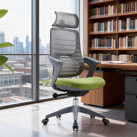 Chaise de bureau ergonomique moderne en maille avec support lombaire, hauteur réglable, appui-tête, vert clair – Idéale pour la maison, l'atelier, vente en gros