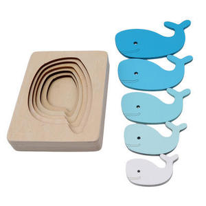 <span class=keywords><strong>Puzzle</strong></span> Montessori en bois à 5 couches, baleine, éléphant, dessin animé <span class=keywords><strong>3D</strong></span>, jouets éducatifs pour enfants - Product Image 2