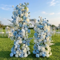 Composition florale artificielle personnalisée en soie bleue, Hortensia, Delphinium, Rose bleue et Orchidée, pour arche, durable, pour mariage