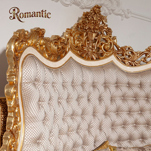 เตียงไม้ทรงกลมคุณภาพสูงสไตล์วิลล่าหรูหราหรูหราดีไซน์เนอร์เฟอร์นิเจอร์ห้องนอนโครงเตียงควีนไซส์ - Product Image 3