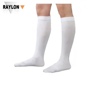RL-B226 便宜批发纯白色薄 100 聚酯和棉学校袜子散装空白长白袜