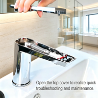 Nouvelle Arrivée Robinets Électriques Automatiques Sans Contact Tout-en-un à Capteur, Robinets de Lavabo Classiques à Montage sur Plateau, Monotrou, avec Cartouche en Céramique