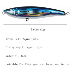 เหยื่อปลอมแบบดินสอ 170 มม. 70 กรัม เหยื่อตกปลาทะเลน้ำกลาง สำหรับตกปลาทูน่า - Product Image 5
