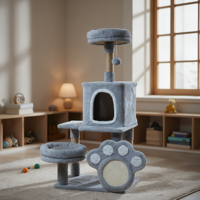Arbre à chat moderne en peluche douce pour chats d'intérieur, tour d'escalade multi-niveaux, condo privé, lits de repos, jouet interactif suspendu, carton