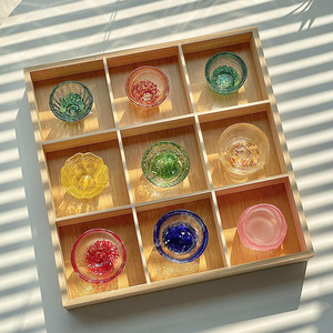 Ensemble de tasses à saké en verre coloré BAMBUS, style japonais à neuf compartiments, <span class=keywords><strong>mini</strong></span>-tasses à thé Shaojiu, verres à vin blanc, vaisselle, plus de 10 pièces - Product Image 1