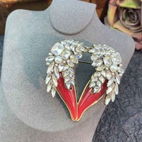 Ailes de luxe coeur broches pour femmes strass émail beauté grand amour broche broches cadeaux