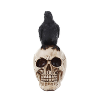 Figurine de tête de corbeau en résine noire, ornement squelette, art gothique, 10 x 15 x 19 cm, décoration d'intérieur