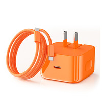 Cargador de Pared de Carga Rápida Tipo-C, Estándar Europeo, Color Naranja, con Cable Tipo-C, Venta al Por Mayor del Fabricante