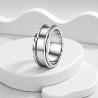 8mm Herrenringe aus Edelstahl, abgeschrägt poliert, mit Rilleneinlage für Herrenschmuck