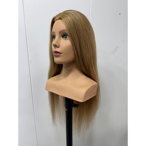 Cabeza de Maniquí Femenina con Cabello Humano Natural Liso de 65 cm con Hombros, 130% de Densidad, 850 g de Peso, para Corte y Peinado - Product Image 6