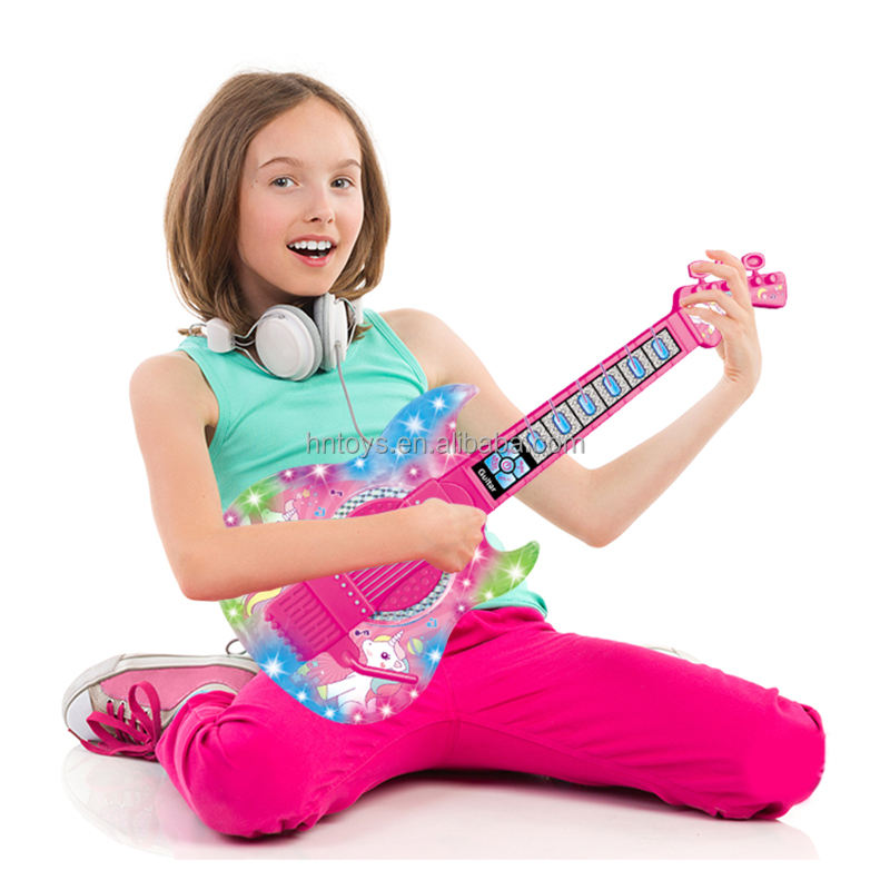 ピンク色のプリンセスおもちゃプラスチックギター楽器