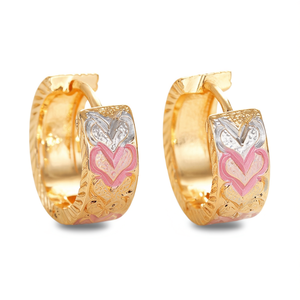 Orecchini a Cerchio E4496 in Oro con Motivo a Cuore e Cristalli, Gioielli da Donna per Uso Quotidiano - Product Image 1